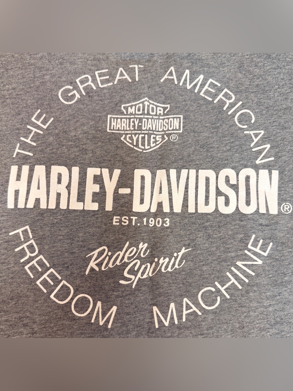 Harley Davidson Gray Mens Crewneck Sweatshirt 2XL Slim Logo Rider Spirit Pullove